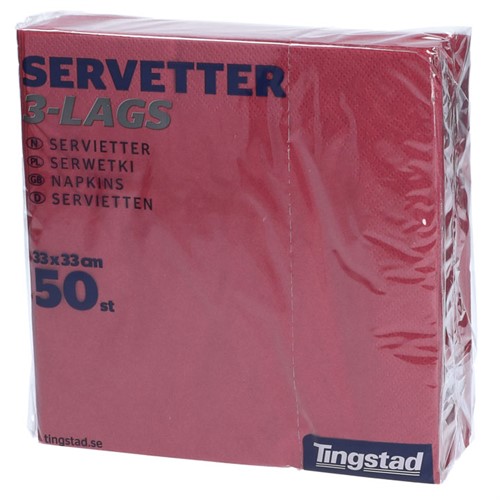 Servett, 33cm, 3-lag, Vinröd, 50/fp