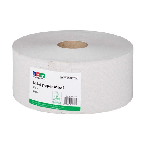 Toalettpapper KBM Maxi, Basic 1-lag 400m/rulle
