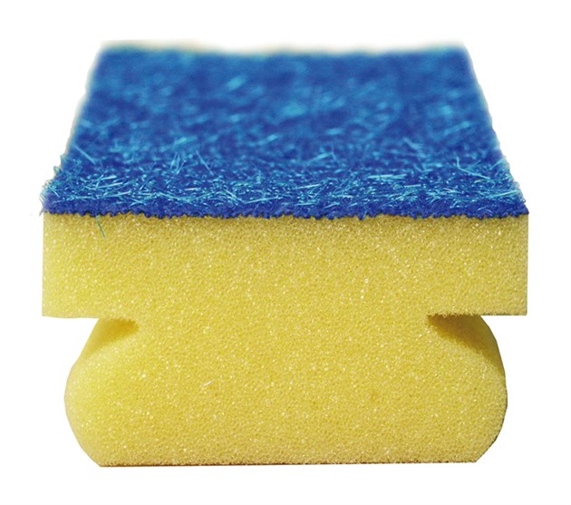 Skursvamp med grepp, gul/blå