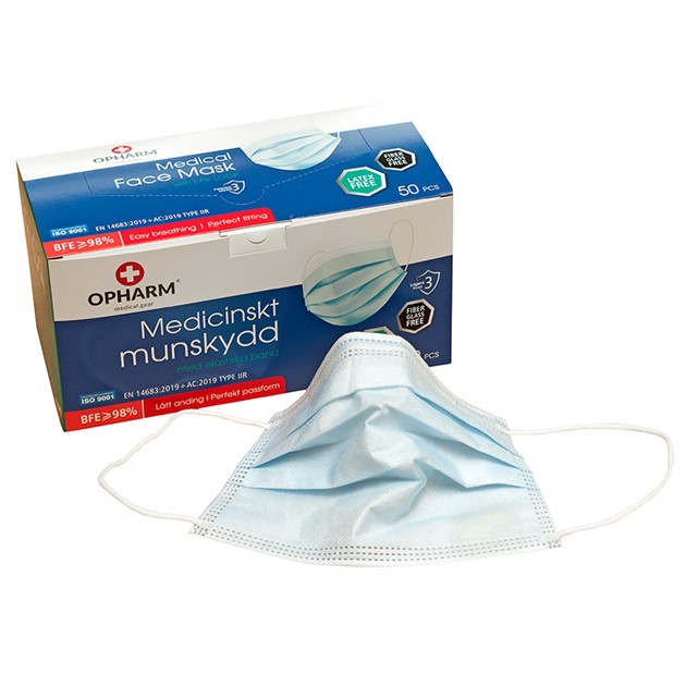 Medicinskt munskydd typ IIR 50 st, CE-märkt